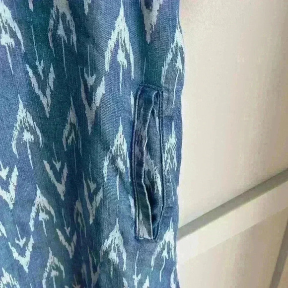 Velvet Heart Anthropology Chambray Shirt Dress Blue Pattern Cotton Denim Size M - Picture 2 of 7